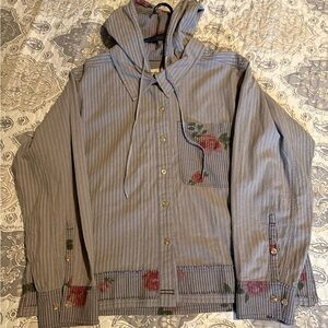 We The Free Gray Striped lightweight Shacket sz small